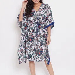 The Kaftan Company Ethnic Motifs Printed Cotton Kaftan Nightdress-image-10