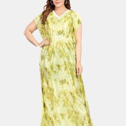 Fabme Abstract Printed Maxi Satin Kaftan Nightdress-picture-11