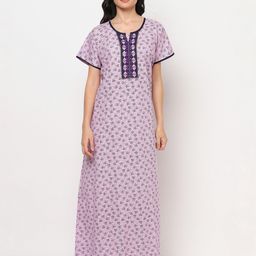 TRUNDZ Women Purple Printed Maxi Nightdress-picture-34