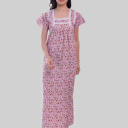 CIERGE Floral Printed Pure Cotton Maxi Nightdress-picture-31