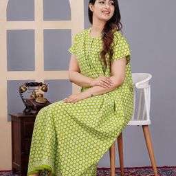 MAYA PRINT Floral Printed Pure Cotton Maxi Nightdress-image-31