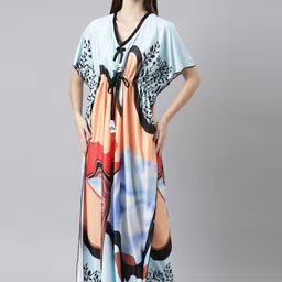 Bailey sells Abstract Printed Satin Kaftan Maxi Nightdress-image-89