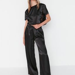 Trendyol Self Design Round Neck Nightsuit-image-71