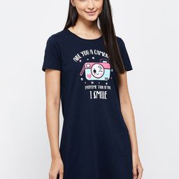max Navy Blue Printed Pure Cotton T-Shirt Nightdress-picture-45