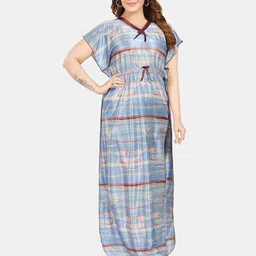 Fabme Striped Maxi Satin Kaftan Nightdress-image-6