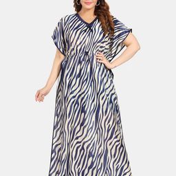 Fabme Printed Satin Maxi Kaftan Nightdress-image-92