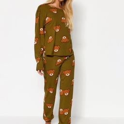 Trendyol Conversational Printed Cotton Night suit-image-3