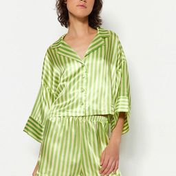 Trendyol Striped Lapel Collar Crop Shirt With Shorts-picture-58
