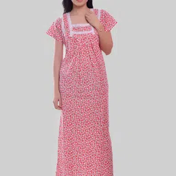 CIERGE Floral Printed Pure Cotton Maxi Nightdress-picture-46