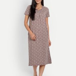 BLAZON Floral Printed Pure Cotton Midi Nightdress-image-89