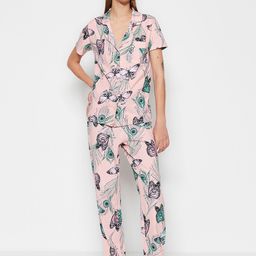 Trendyol Graphic Printed Lapel Collar Pure Cotton Shirt And Pyjamas-picture-57