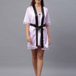 PRETTY LOVING THING Shoulder Straps Satin Nightdress With Robe-image-27