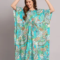 SEPHANI Ethnic Motifs Printed Pure Cotton Kaftan Nightdress-image-75