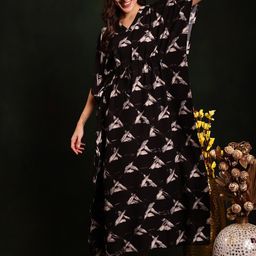 Claura Geometric Printed V-Neck Kaftan Maxi Nightdress-picture-12