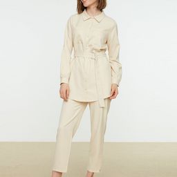 Trendyol Women Beige Shirt with Trousers-image-62