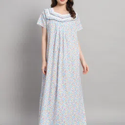 SEPHANI Floral Printed Pure Cotton Maxi Nightdress-image-54