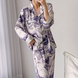 LULU & SKY Printed Lapel Collar Long Sleeves Night Suit Set-image-33