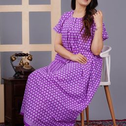 MAYA PRINT Floral Printed Pure Cotton Maxi Nightdress-picture-12