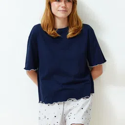 Trendyol Round Neck Pure Cotton Night suit-picture-24