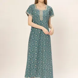 ETC Printed Pure Cotton Maxi Nightdress-image-51