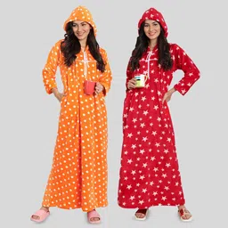 PALIVAL Pack Of 2 Polka Dots Printed Maxi Nightdress-9