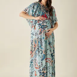 The Kaftan Company Women Printed Maternity Nightdress-image-5