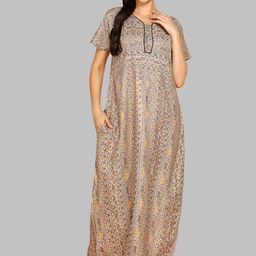 Pranjul Ethnic Motifs Printed Pure Cotton Maxi Nightdress-image-97
