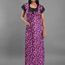 Apratim Purple Printed Maxi Nightdress-image-43