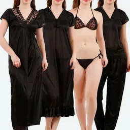 Romaisa Black Set of 6 Maxi Nightdress-image-32