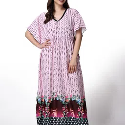 NIGHT KEYS Floral Printed Maxi Kaftan Nightdress-picture-37