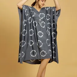 HANDICRAFT PALACE Tie & Dye Printed Kaftan Nightdress-image-39