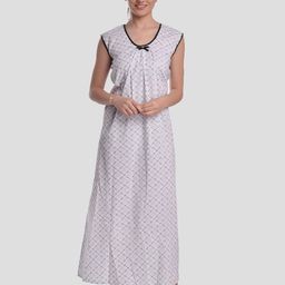 CIERGE Black Checked Cotton Maxi Nightdress-image-24