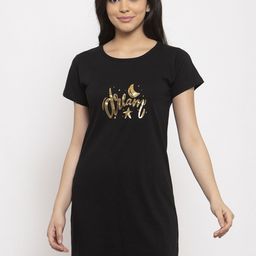 Claura Black Printed Nightdress-image-34