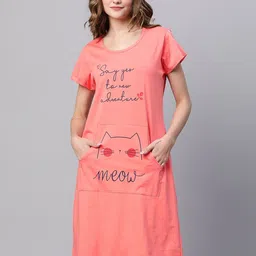 AV2 Typography Printed Pure Cotton Nightdress-image-85