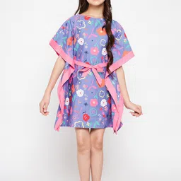 The Kaftan Company Girls Blue Printed Nightdress-image-81