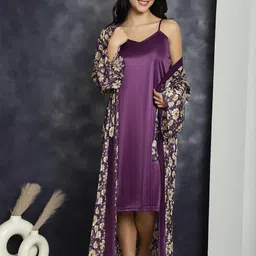 Claura Printed Nightdress With Robe-image-36