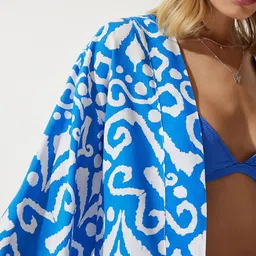 Happiness istanbul Abstract Printed Open Front Shrug image 2