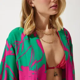 Happiness istanbul Abstract Printed Open Front Shrug image 3