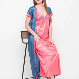 AV2 Navy Blue & Pink Wrap Maxi Nightdress-picture-24