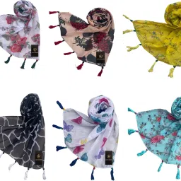 Printed Chiffon Women Multicolor Fancy Scarf, Scarf, Stole-image-46