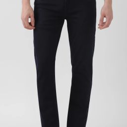 Men Tapered Fit Mid Rise Dark Blue Jeans-image-2