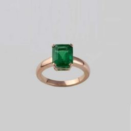 Emerald Panna Ring Certified Loose Gemstone Ring Brass Emerald Gold Plated Ring-image-91