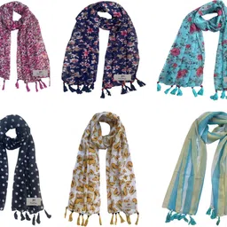 fusfus Printed Chiffon Women Multicolor Stole, Fancy Scarf, Scarf-picture-32