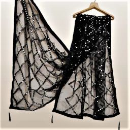 Net Embellished Black Women Dupatta-picture-21