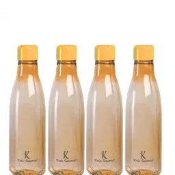 Kuber Industries Orange & Black Set of 4 Plastic Printed Water Bottle-35