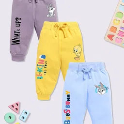 YK X Minute Mirth Infant Girls Pack Of 3 Looney Tunes Printed Pure Cotton Joggers-picture-40
