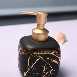 MARKET99 Black & Gold-Toned Abstract Cylindrical Ceramic Waterproof Soap Dispenser 450 ml-5
