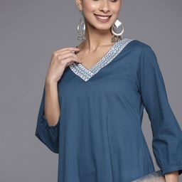 Varanga Women Embroidered Mirror Work Kurta-image-82