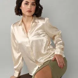 Shein Casual Medium Length Cuffed Sleeves Top With Button Closure-image-88