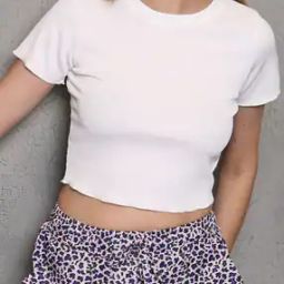 Shein Short Sleeves Ribbed Fitted Crop Top-image-31
